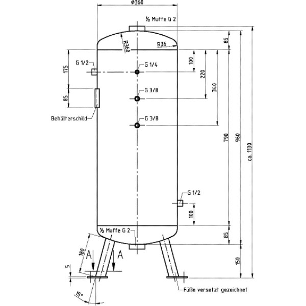 Zbiornik powietrza 90 L 16bar pionowy