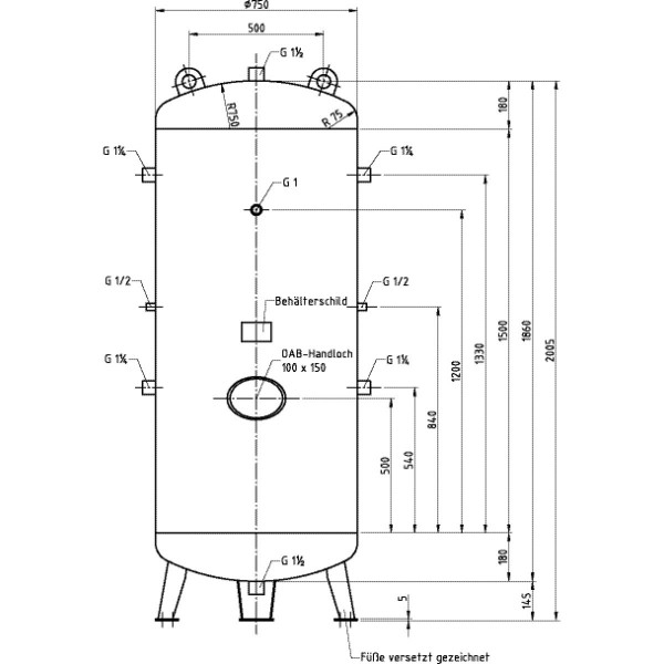 Zbiornik powietrza 750 L 16bar pionowy