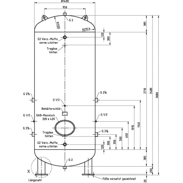 Zbiornik powietrza 5000 L 16bar pionowy