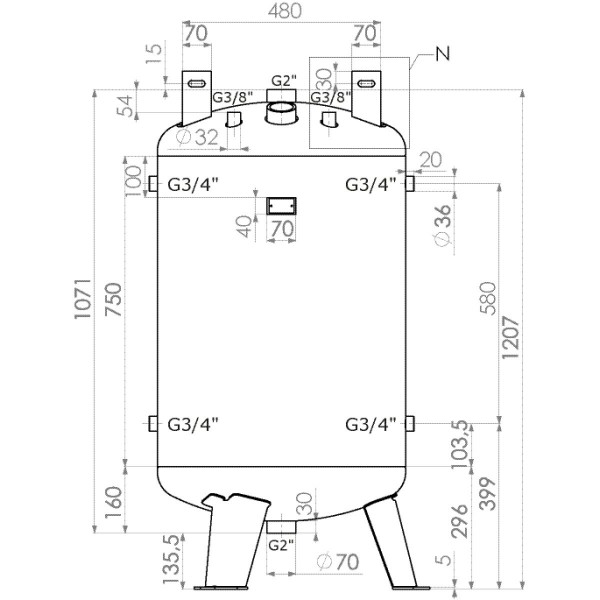 Zbiornik 270ltr. 10bar odłączy
