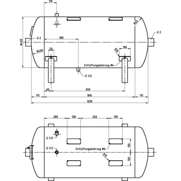 Zbiornik powietrza 150 L 16bar poziomy