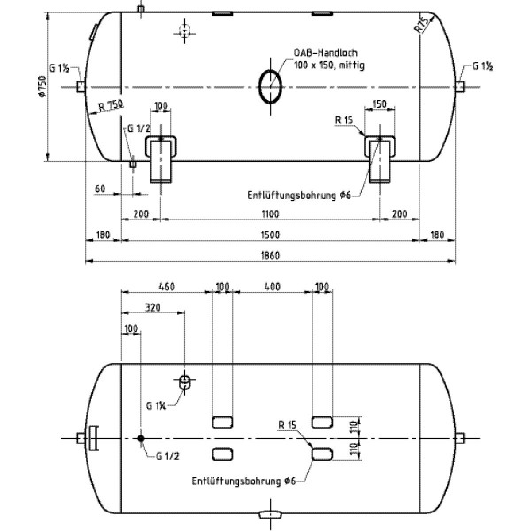 Zbiornik powietrza 750 L 16bar poziomy