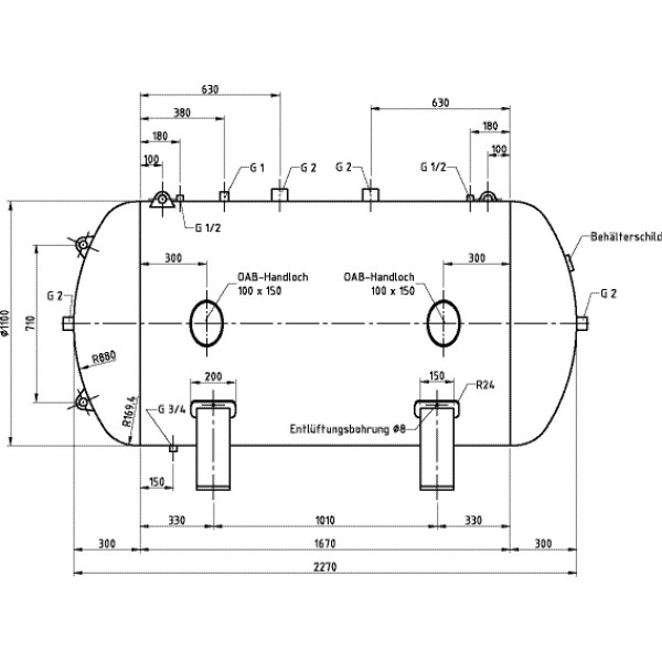 Zbiornik powietrza 2000 L 16bar poziomy
