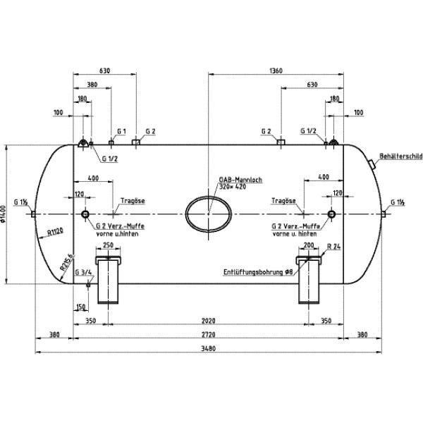 Zbiornik powietrza 5000 L 11bar poziomy