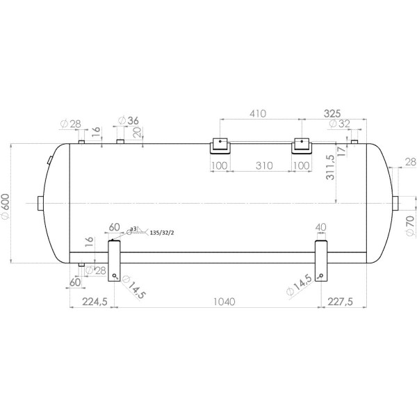 Zbiornik sprężonego o mocy 500l/15bar Zbiornik sprężonego o mocy 500l/15bar