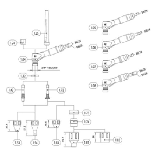 Uchwyt spawalniczy R-TIG 12-450 W SC/4m Uchwyt spawalniczy R-TIG 12-450 W SC/4m