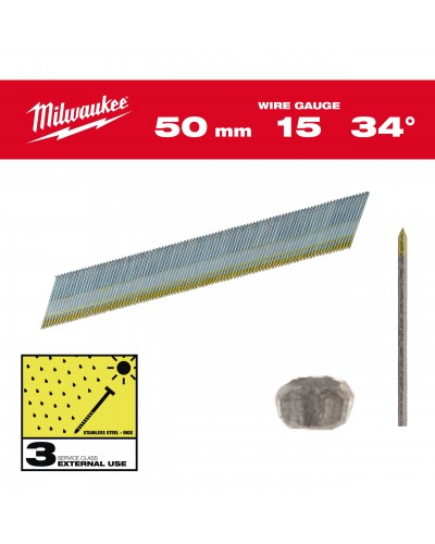 Sztyfty wykończeniowe, 15G, głowa typu D 50mm INOX do M18 CN15GA 2500szt.